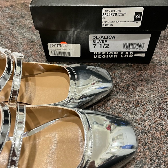 Brand New with Box Design Lab silver square toe flats size US 7.5 (fit small) - Picture 3 of 4